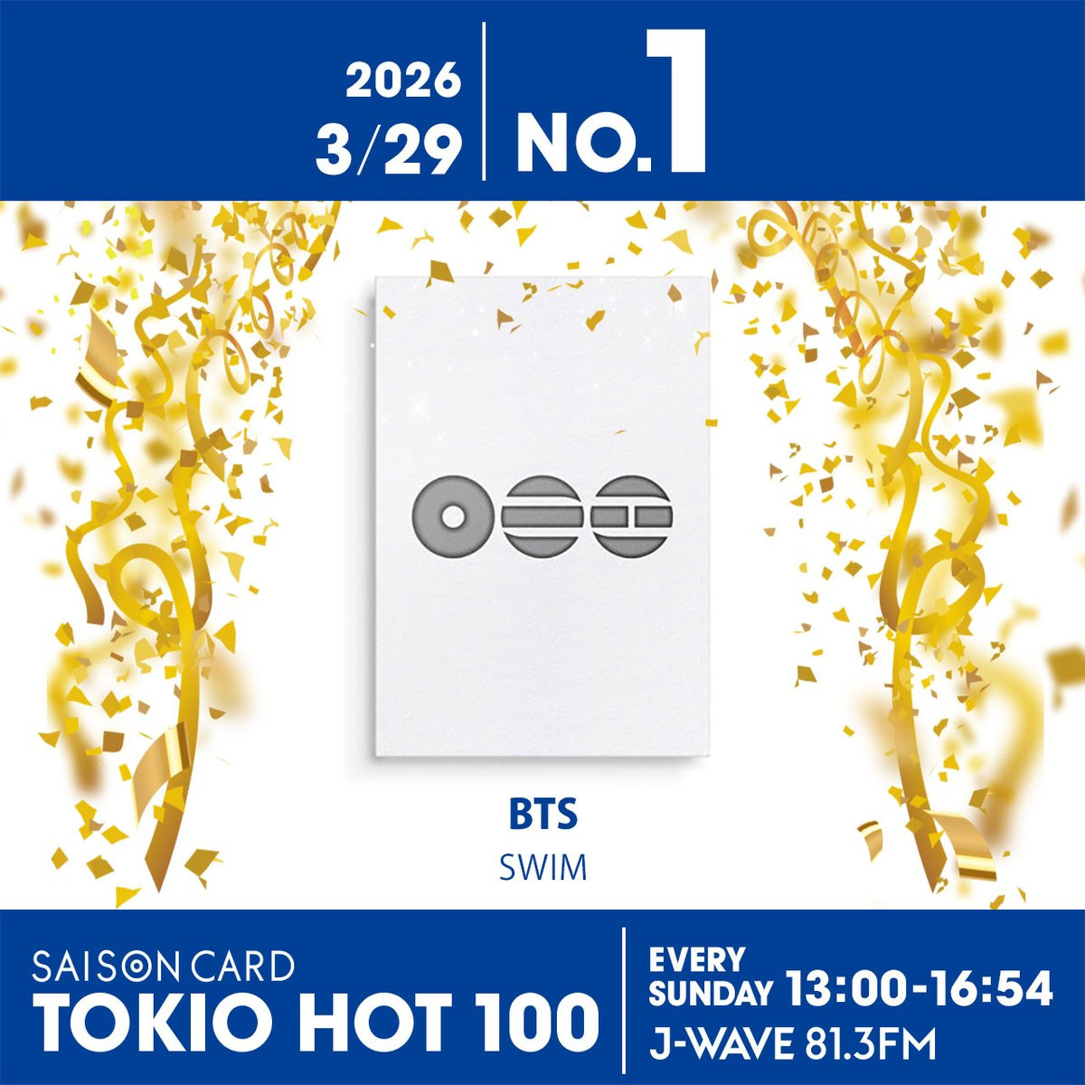 BTS『SWIM』が初登場1位！ BE:FIRSTも特大ジャンプアップで2位に迫る【最新チャート】