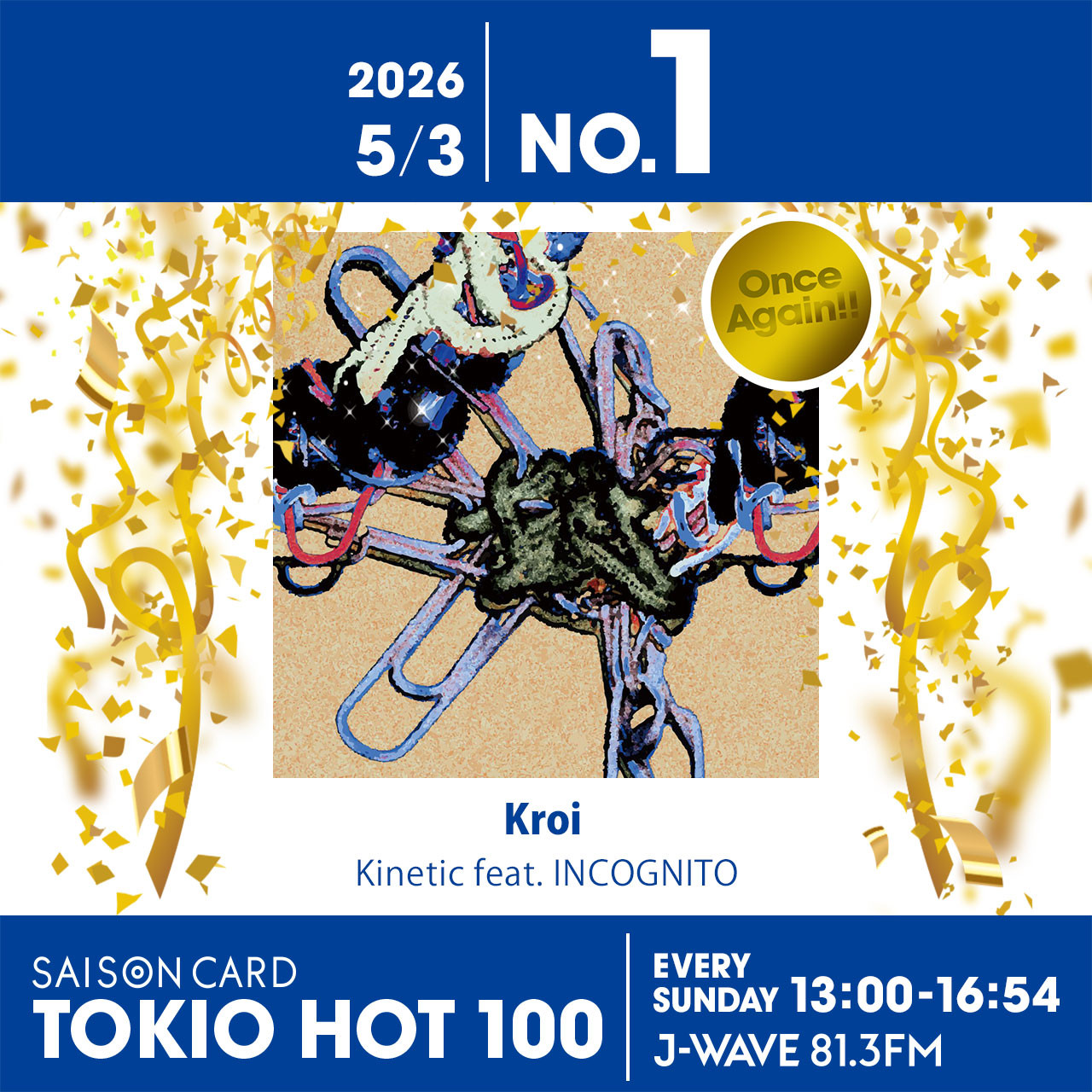 Kroi feat. INCOGNITO『Kinetic』がオンエア絶好調で2連覇！ ミセスは7位に上昇【最新チャート】